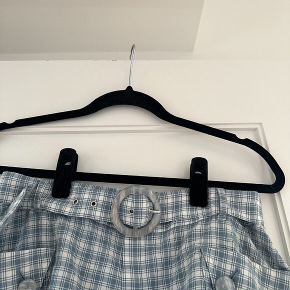 Jonathan Simkhai Co-Ords Two-Piece Set Plaid Puff Sleeves Crop Top & Shorts - Picture 7 of 13